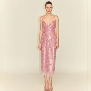 Sequin lace slip dress XS